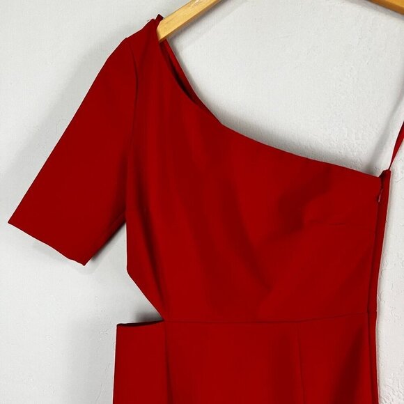 Jill Jill Stuart Cardinal Red Cutout Sheath One Shoulder Cocktail Dress Size 2 - Picture 3 of 9